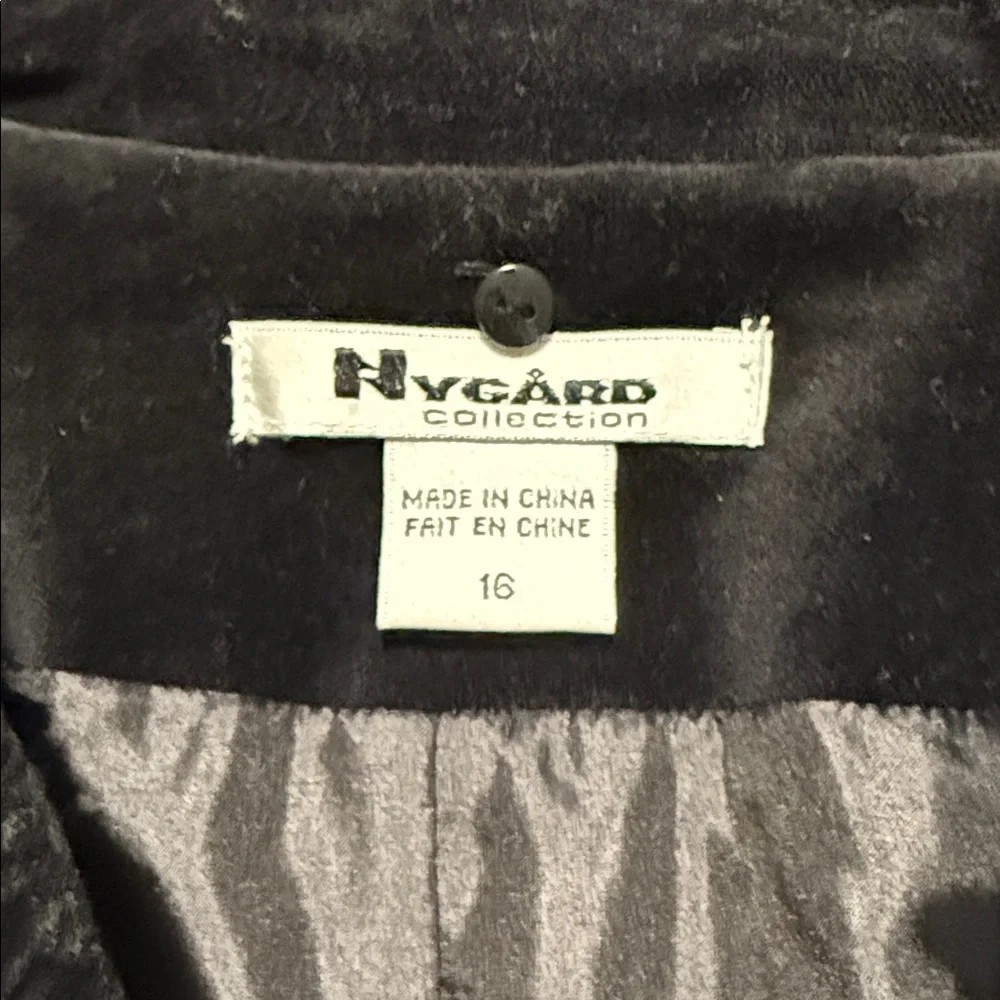 Vintage Nygard Collection Black Velvet Embroidered Cotton Women's Blazer Size 16 - Picture 7 of 15